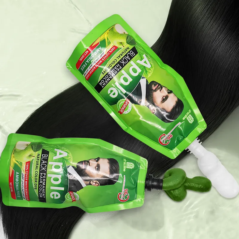 Wholesale Free Ammonia Natural Green Cream Fruit Fragrance 96 hours Apple Black Hair Dye Cream