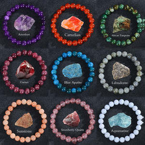 Cuentas Unisex de moda de 8mm, piedra solar de apatita, cuerda elástica, pulsera de la suerte, piedras semipreciosas naturales, cristal de ágata - Product Image 1