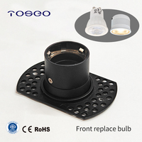 TOSEO Spot encastré anti-éblouissement noir 1 tête en aluminium moulé sous pression avec support de lampe GU10 pour plafond
