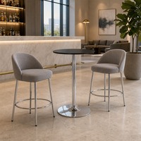 Table de bar ronde moderne, hauteur réglable, base chromée, plateau noir, table de cocktail pour café, restaurant, bar à domicile