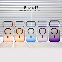JOYPORODO B002 Casing Ponsel Magnetik TPE Mewah dengan Gradasi Warna untuk iPhone 18 17 16 15 Pro Max, Casing Anti Benturan Trendi Bertekstur Doff untuk Samsung