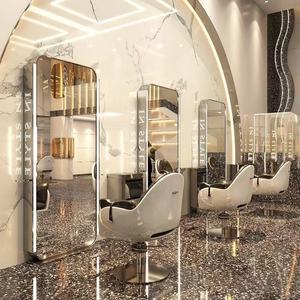 Salon Floor <b>Mirror</b> - Double Sided LED Stainless Steel <b>Mirror</b> for Hairdressing and Styling - Product Image 3