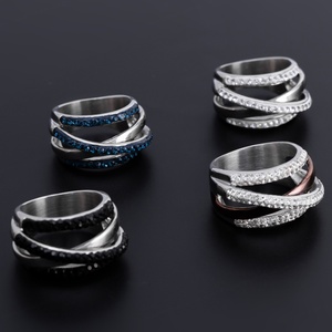 Anillo con Zirconia, Anillos de Acero Inoxidable para Mujer, Joyería Romántica, Accesorios de Diseño Sencillo - Product Image 1