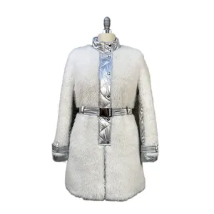 Wholesale Customization Silver Women Long Coat Winter Keep Warm Female Winter Coats Fur Coats For Women