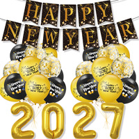 2027 Frohes Neues Jahr Party-Dekorationsset Neujahrsflagge Lamian-Nudeln Silvester-Kuchenplakette Ballon