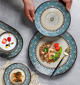 Service de table en porcelaine personnalisable, design Côte Bleue écologique, style européen moderne, assiettes, bols et tasses en relief - Product Image 6