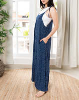 Vente chaude Combinaison Jambe Lâche Pantalon Avec Poches Cravate Sangle Imprimé Floral Viscose Femmes Combinaisons