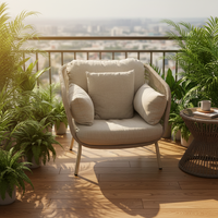 Fauteuil de patio surdimensionné moderne résistant aux intempéries, avec protection UV, en corde et structure en fer antirouille, idéal pour le jardin et le bord de la piscine
