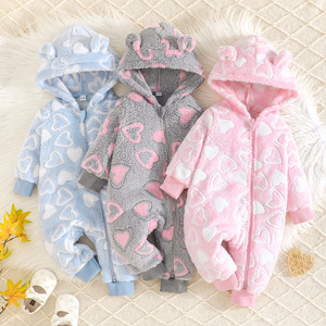 2025新款秋冬系列可爱长袖连帽连身衣男童女童毛毛爱一件登山服ODM供应 - Product Image 1