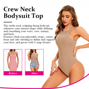 Smoke Cloud Collection Hot Sell High Neck Thong Body Shaper Summer Sleeveless <strong>Tank</strong> <strong>Top</strong> Bodysuit Shapewear for <strong>Women</strong> - Product Image 2