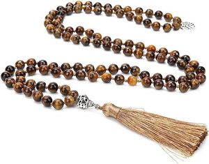 Collana con 108 Perle Mala 6/8mm, Perle per Preghiera e Meditazione Yoga, Annodate a Mano con Ciondolo <span class=keywords><strong>Albero</strong></span> della Vita e Nappa, Collana Lunga - Product Image 6