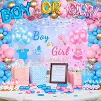 Kit d'arche de ballons révélation du sexe Ourson Rose Bleu Beige Confettis Latex Boîte transparente Décoration de fête pour Baby Shower Garçon ou Fille