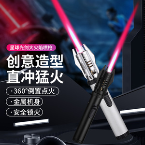 K39 Scepter <b>Windproof</b> Refillable Butane Fuel Torch <b>Lighter</b> Camping Outdoor BBQ Use Metal Body Safety Lock - Product Image 3