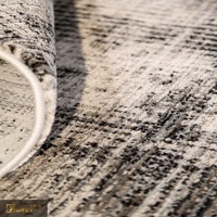 Tapis de salon LandScopeTech turc moderne en tissage Wilton, style aspect tissé à la main, motif abstrait, grille vieillie, gris noir, haute densité