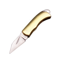 Mini couteau de poche pliable avec manche en laiton et lame en acier inoxydable, petit couteau utilitaire pliable pour porte-clés, couteau cadeau