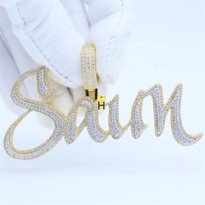 Colgante de Letras del Alfabeto Inglés Personalizado de Hip Hop, Joyería de Rapero, Chapado en Oro, con Piedras de Circonita Cúbica, Colgante de Letra con Incrustaciones de Piedras - Product Image 4