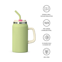 Gobelet isotherme portable Hong Ling de 50 oz, nouvelle conception, grande capacité, en acier inoxydable, avec paille, idéal pour les voyages
