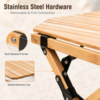 Table de camping octogonale portable en bambou avec pieds en X, table pliante d'extérieur pour pique-nique avec pieds en caoutchouc