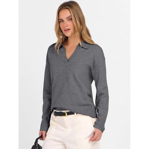 Pull en maille léger à col en V et manches longues pour femme – Tenue basique décontractée d'automne - Product Image 5
