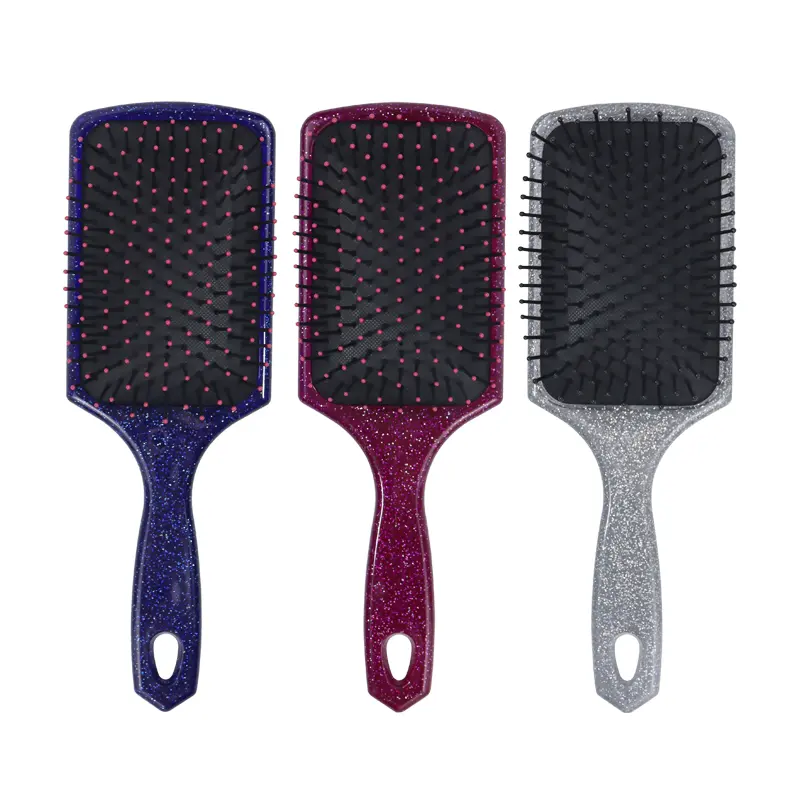 2024 pagaie bijoux bling airbag brosse à cheveux peigne coiffure plastique strass paillettes coussin d'air droite brosse à cheveux bouclés