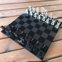 Jeu d'échecs en acrylique SHP pour adultes, échiquier transparent en cristal avec pièces argentées miroir et blanches givrées, décoration d'intérieur