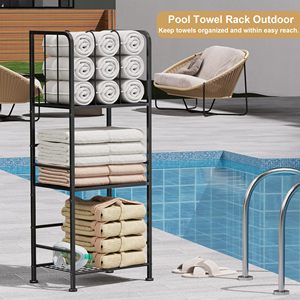 Estante de almacenamiento minimalista de metal SENYU de 3 niveles para baño con toallero y cesta. - Product Image 4