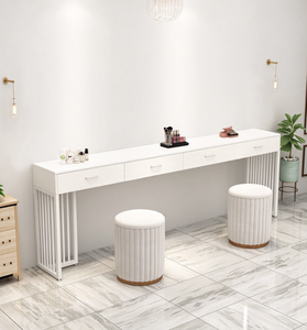 Modern Makeup Dressing <b>Table</b> Commercial Salon <b>Vanity</b> White Storage Desk With <b>Stool</b> for Beauty Studio Wedding Dress Shop - Product Image 3