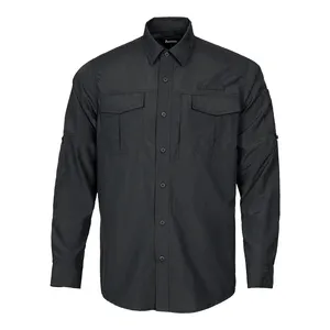 Men's Cargo Shirt Outdoor Travel Absorbing Button Down Shirt Tactical Shirts For Men Casual Long Sleeve