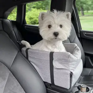 Assento do impulsionador do carro do cão no braço do carro Pequenos animais de estimação Center Console Assento de carro com amarras de segurança