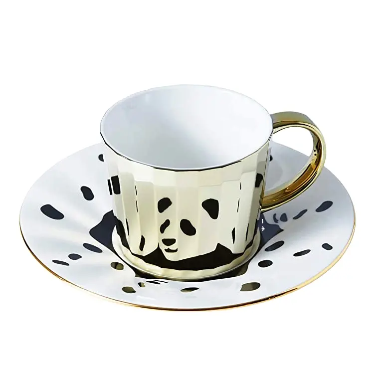 Piatto da caffè in ceramica riflettente personalizzato tazza dinamica pomeridiano di lusso tazza e piattino per specchio da tè