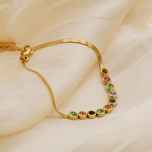 Gold Snake Chain Bracelet With Colorful Zircon Stones For Women Gift Jewelry - Product Image 2