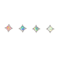 Anting-anting tusuk telinga titanium G23 dengan hiasan manik-manik, bunga opal bundar, untuk perhiasan tusuk telinga pilihan.