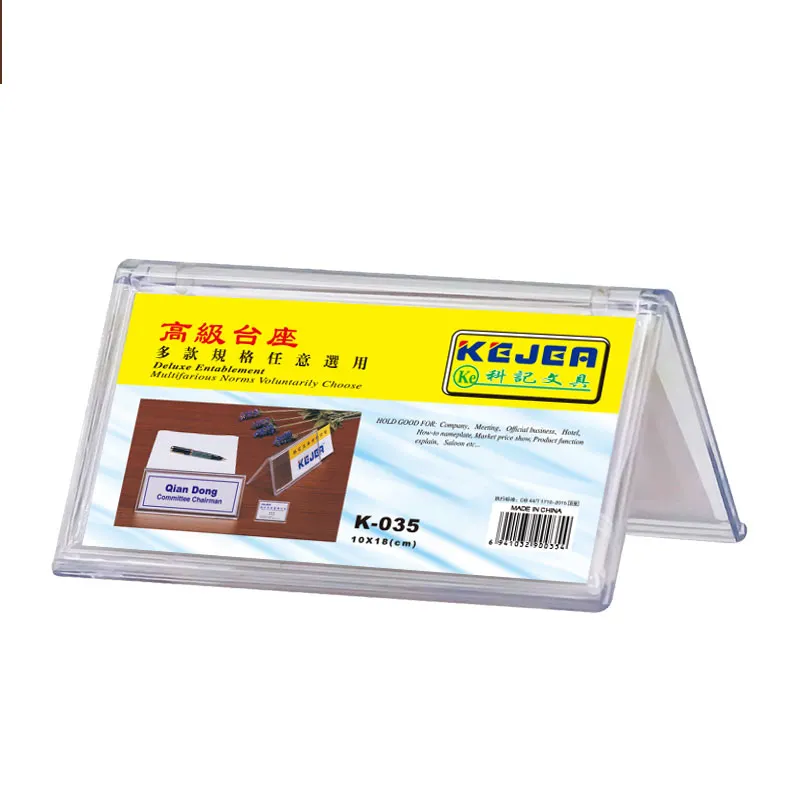 Clear Acryl Teken Display Houder Bureau Naam Plaat Tag Stand Plastic Kaart Prijskaartje Display Card