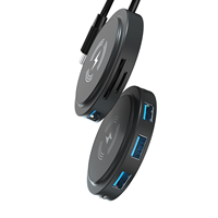 Pengisi daya nirkabel, kantor ABS 480Mbps 5Gbps 100W Tipe C PD USB3.0 3USB2.0 15W Slot kartu SD TF meja mebel tidak terlihat 7 in 1 HUB