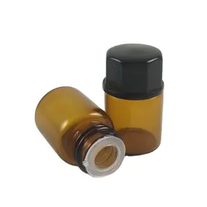 sample small 1ml 2ml amber glass essential oil 2ml vial with plug stopper orifice reducer screw cap lid