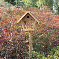 Mangeoire à oiseaux extérieure en bois massif avec fermeture à bouton pour moineaux Pigeons Boîte à nourriture Cage à oiseaux Balcon Jardin Villa Nid d'oiseau