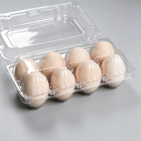 Conteneur à œufs en plastique transparent à 8 alvéoles avec couvercle rabattable, de qualité alimentaire, empilable, jetable, pour l'emballage des œufs de ferme et du marché