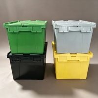 Caisse en plastique empilable et emboîtable avec couvercle à charnière, vide, pour un transport économique, bac de manutention