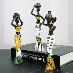 Set di 3 Pezzi Figurine in Resina Ecologica Dipinte a Mano con Tema Animali Africani, Ornamenti Tradizionali Neri, Decorazioni Esotiche per la Casa - Product Image 2