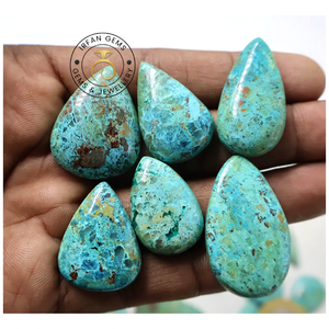 Crisocola 100% Natural de Alta Calidad, Forma de Pera, Cabujón, Precio al por Mayor, Lote de Piedras de Crisocola Hechas a Mano para Joyería - Product Image 1