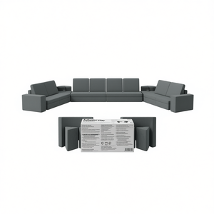 Sofá Modular Simple Cube de Una Plaza, Tapizado en Tela de Alta Gama para Sala de Estar, Relleno de Esponja, Patas de Plástico, Respaldo Acolchado, Brazos Cuadrados - Product Image 1