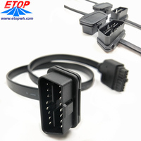 Câble de diagnostic de camion personnalisé avec connecteur OBD2 court à angle droit câble plat