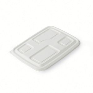 Barquettes repas rectangulaires jetables biodégradables et compostables en bagasse de canne à sucre, assiettes à 6 compartiments, boîte en carton blanc - Product Image 1