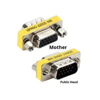 Adaptor VGA Male ke Female Sudut Kanan 90 Derajat Berlapis Emas Tembaga ABS Merek OEM untuk Kartu TV Monitor