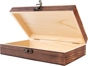 Caisse en bois naturel à charnières de 7,8 x 5,1 x 1,96 pouces - Boîte de rangement multifonctionnelle de luxe <span class=keywords><strong>pour</strong></span> bijoux et souvenirs - Product Image 3