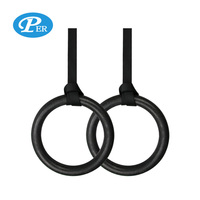 Training Gymnastic Birch Wooden Gymnastic Rings with Numbered Straps