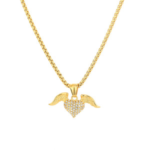 DAICY Acero inoxidable alas de Ángel diamante Liebe corazón colgante collar alta calidad moda encantos fábrica venta al por mayor menor MOQ - Product Image 1