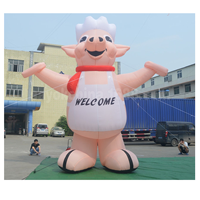 15ft haute gonflable géante faite sur commande cochon toqué pour restaurant publicité