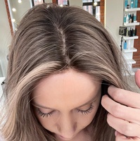 Pelucas de Encaje Frontal con Parte Superior de Seda, Color Castaño Ceniza, Ondas Superiores, Cabello Ruso 100% Virgen, Gorro Pequeño, Encaje HD para Sin Pegamento