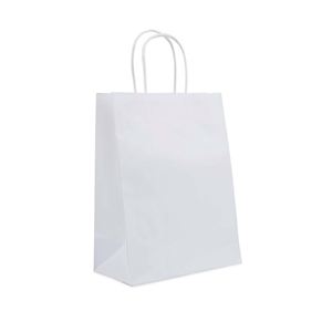 KM 4.72*2.36*5.91 Inch <b>White</b> Paper Gift <b>Bags</b> Kraft Paper <b>Bags</b> with Handles for <b>Small</b> Business Birthday Wedding Party Favor <b>Bags</b> - Product Image 4